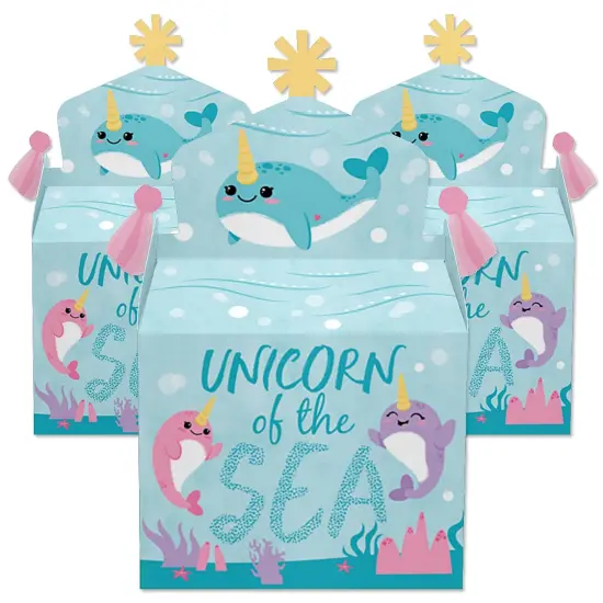 Big Dot of Happiness Narwhal Girl - Treat Box Party Favors - Under The Sea Baby Shower or Birthday Party Goodie Gable Boxes - Set of 12 {3}