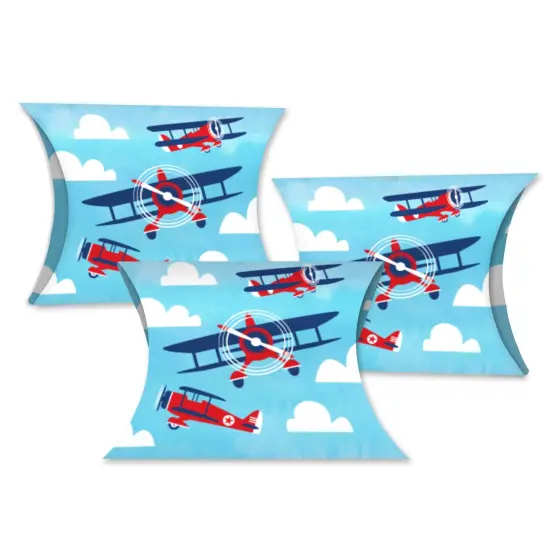 Big Dot of Happiness Taking Flight - Airplane - Favor Gift Boxes - Vintage Plane Baby Shower or Birthday Party Petite Pillow Boxes - Set of 20 {1}