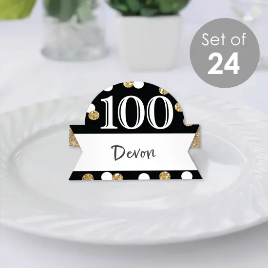 Big Dot of Happiness Adult 100th Birthday - Gold - Birthday Party Tent Buffet Card - Table Setting Name Place Cards - Set of 24 {3}