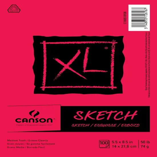 Canson XL Sketch Foldover Pad 5.5"X8.5"-100 Sheets {1}