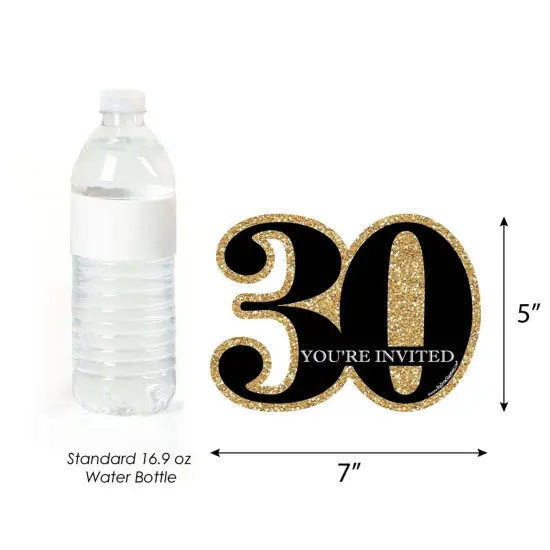 Big Dot of Happiness Adult 30th Birthday - Gold - Shaped Fill-In Invitations - Birthday Party Invitation Cards with Envelopes - Set of 12 {6}