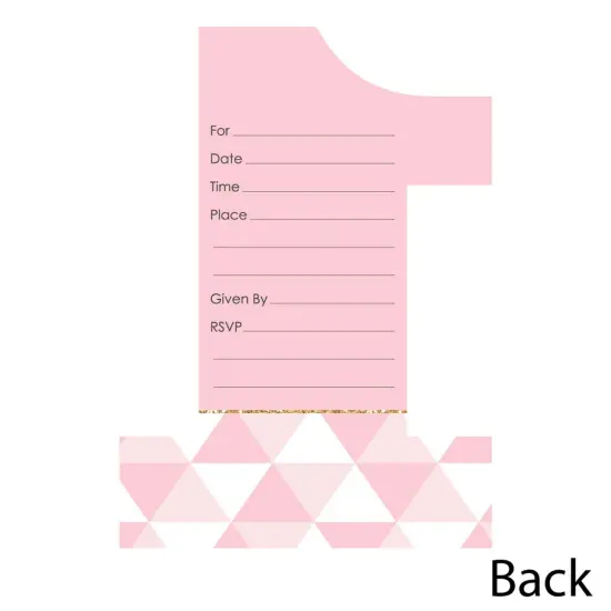 Big Dot of Happiness 1st Birthday Girl - Fun to be One - Shaped Fill-in Invitations - First Birthday Party Invitation Cards with Envelopes - Set of 12 {4}