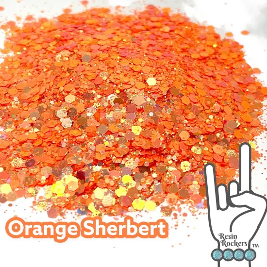 Orange Sherbert Color Shift Holographic Premium Pixie for Poxy Chunky Glitter Mix {1}