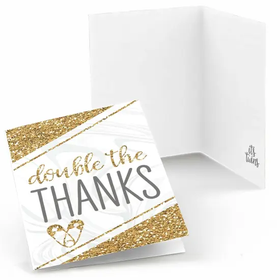Big Dot of Happiness It's Twins - Gold Twins Baby Shower Thank You Cards (8 count) {1}