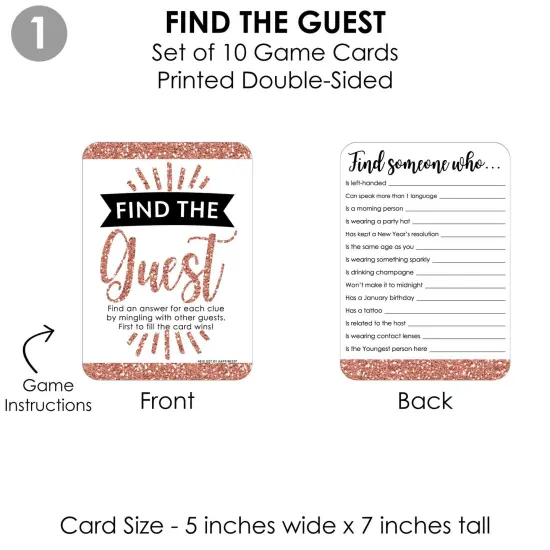 Big Dot of Happiness Rose Gold Happy New Year - 4 New Years Eve Party Games - 10 Cards Each - Gamerific Bundle {6}