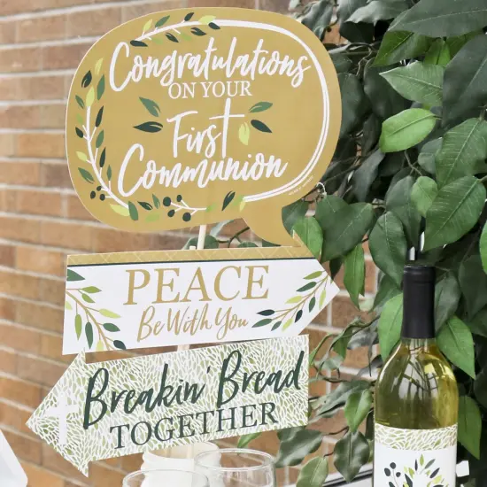 Big Dot of Happiness Funny First Communion Elegant Cross - Religious Party Photo Booth Props Kit - 10 Piece {7}