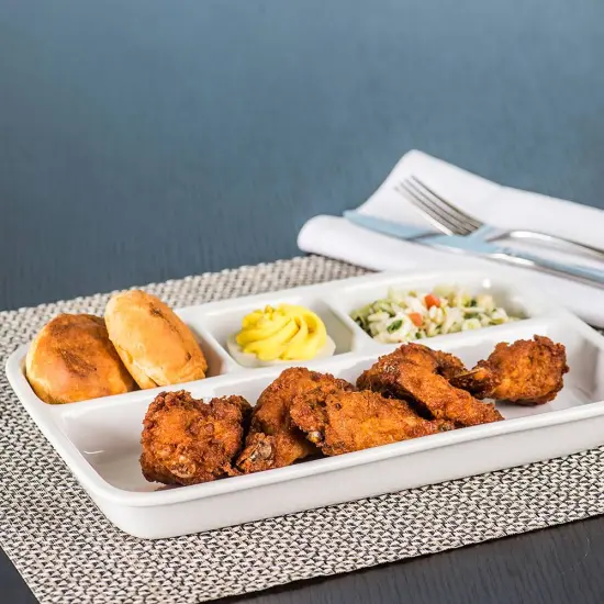 Bia Cordon Bleu Porcelain TV Picnic Tray Divided Compartments White {1}