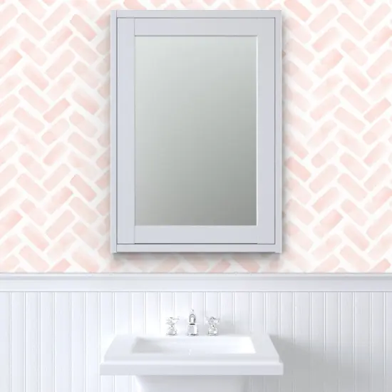 Peel & Stick Wallpaper 2FT Wide Blush Pink Chevron Baby Girl Nursery Hand Painted Jumbo Scale Feminine Custom Removable Wallpaper by Spoonflower {6}