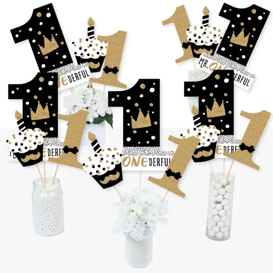Big Dot of Happiness 1st Birthday Little Mr. Onederful - Boy First Birthday Party Centerpiece Sticks - Table Toppers - Set of 15 {3}