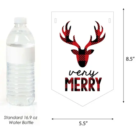 Big Dot of Happiness Prancing Plaid - Christmas Buffalo Plaid Bunting Banner - Lumberjack Party Decorations - Merry Christmas {3}