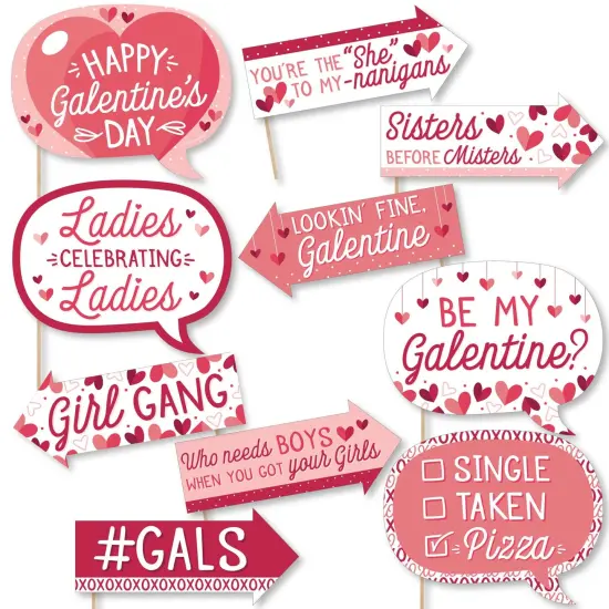 Big Dot of Happiness Funny Happy Galentine's Day - Valentine's Day Party Photo Booth Props Kit - 10 Piece {1}