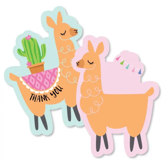 Big Dot of Happiness Whole Llama Fun - Shaped Thank You Cards - Fiesta Baby Shower or Birthday Party Thank You Note Cards with Envelopes - Set of 12 {1}
