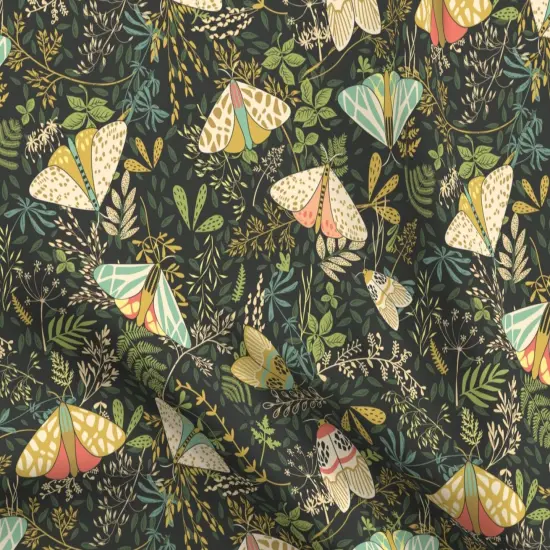Various Fabrics by the Yard or Fat Quarter Moths Butterflies Green Leaves Nature Botanical Fantasy Garden Insects Botany Custom Printed Fabric by Spoonflower {5}