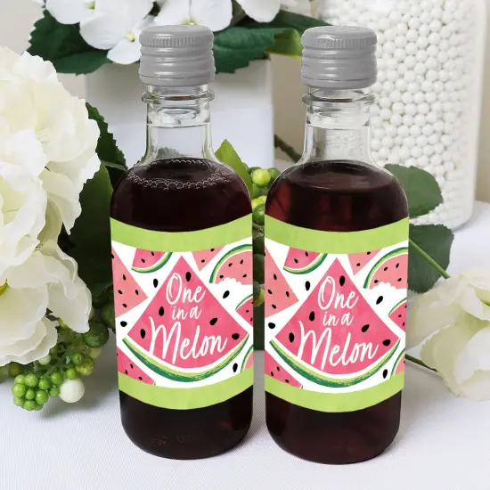 Big Dot of Happiness Sweet Watermelon - Mini Wine and Champagne Bottle Label Stickers - Fruit Party Favor Gift for Women and Men - Set of 16 {6}