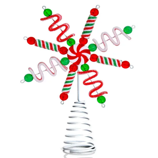 Ornativity Candy Snowflake Tree Topper - Peppermint Candy Cane Sour Belt Jelly Licorice Star Snowflakes Christmas Tree Top Decorations {1}