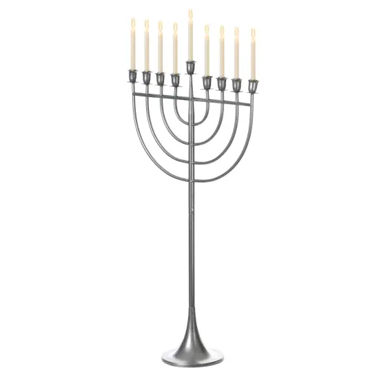 Modern Solid Metal Judaica Hanukkah Menorah 9 Branched Candelabra Brown {7}