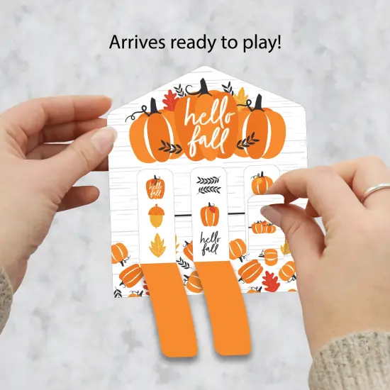 Big Dot of Happiness Fall Pumpkin - Halloween or Thanksgiving Party Game Pickle Cards - Pull Tabs 3-in-a-Row - Set of 12 {3}