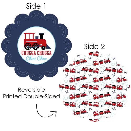 Big Dot of Happiness Railroad Party Crossing - Steam Train Birthday Party or Baby Shower Round Table Decorations - Paper Chargers Place Setting For 12 {4}