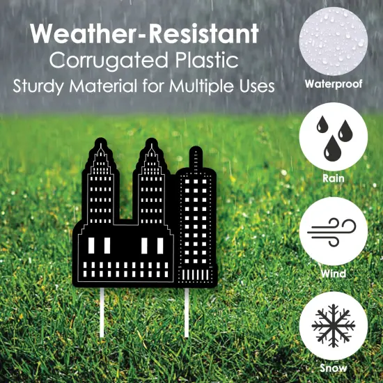 Big Dot of Happiness Nighttime City Skyline - Yard Sign and Outdoor Lawn Decorations - New York Party Yard Signs - Set of 8 {4}