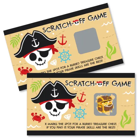 Big Dot of Happiness Pirate Ship Adventures - Skull Birthday Party Game Scratch Off Cards - 22 Count {1}