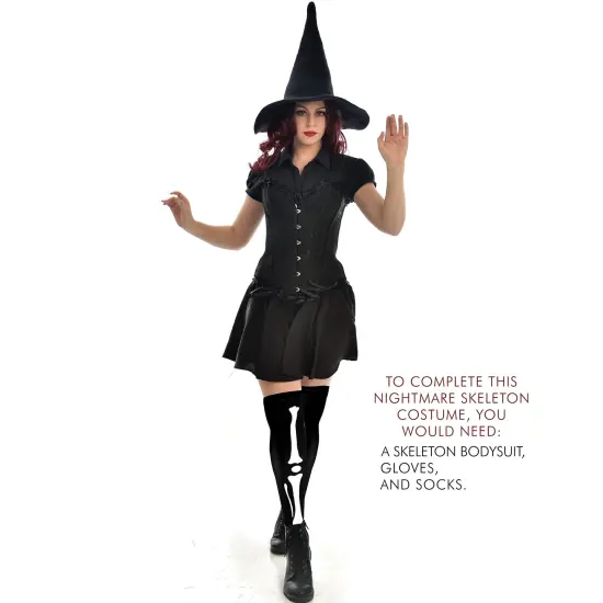 Skeleton Thigh High Socks - Goth Costume Bone Over The Knee High Sock Anatomical Skeletal Spooky Tight Stockings - 1 Pair {3}