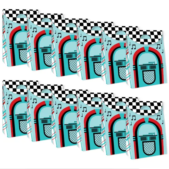 Big Dot of Happiness 50&rsquo;s Sock Hop - 1950s Rock N Roll Gift Favor Bags - Party Goodie Boxes - Set of 12 {6}