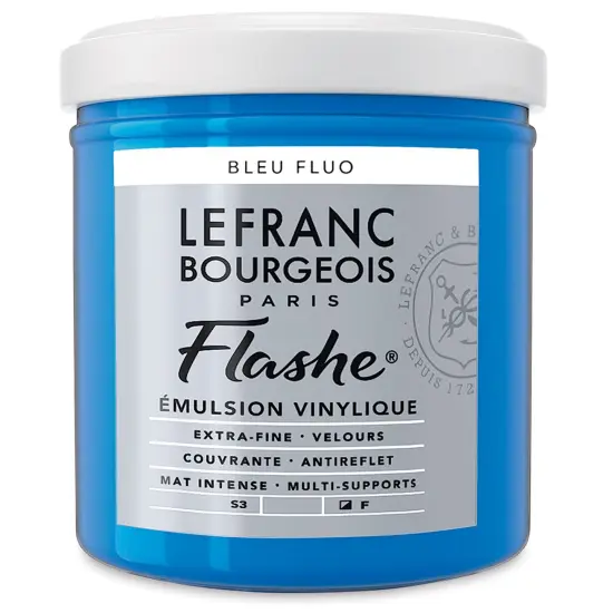 Lefranc & Bourgeois Flashe Vinyl Paint - Fluorescent Blue, 125 ml jar {2}