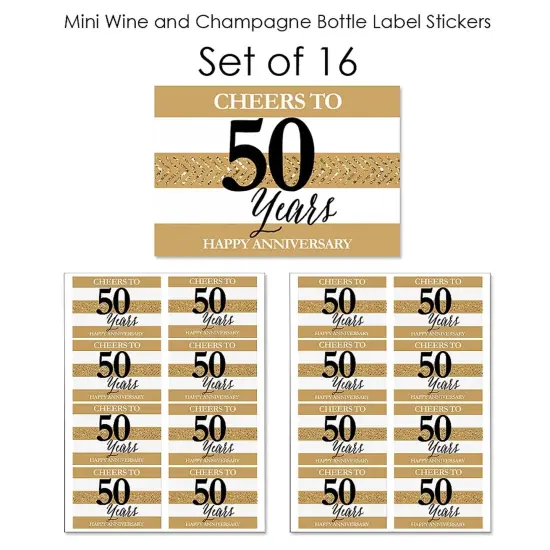 Big Dot of Happiness We Still Do - 50th Wedding Anniversary - Mini Wine and Champagne Bottle Label Stickers - Anniversary Party Favor Gift - Set of 16 {7}