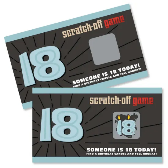 Big Dot of Happiness Boy 18th Birthday - Eighteenth Birthday Party Game Scratch Off Cards - 22 Count {1}