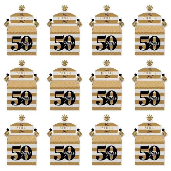 Big Dot of Happiness We Still Do - 50th Wedding Anniversary - Treat Box Party Favors - Anniversary Party Goodie Gable Boxes - Set of 12 {6}