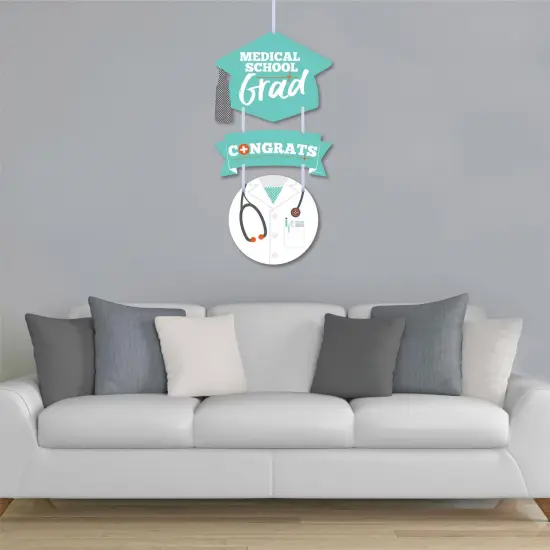 Big Dot of Happiness Medical School Grad - Hanging Porch Doctor Graduation Party Outdoor Decorations - Front Door Decor - 3 Piece Sign {4}