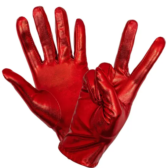 Metallic Red Costume Gloves - Shiny Red Superhero Evening Stretch Dress Glove Set for Men, Women and Kids {4}