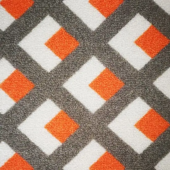 Deerlux Modern Living Room Area Rug with Nonslip Backing, Geometric Gray and Orange Trellis Pattern {3}