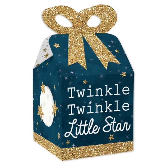 Big Dot of Happiness Twinkle Twinkle Little Star - Square Favor Gift Boxes - Baby Shower or Birthday Party Bow Boxes - Set of 12 {1}
