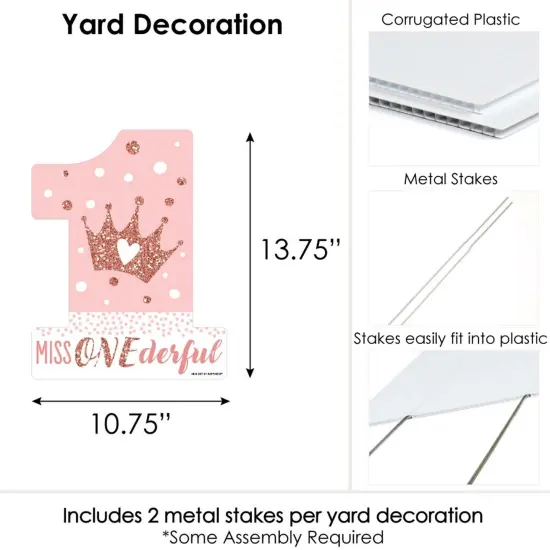 Big Dot of Happiness 1st Birthday Little Miss Onederful - Outdoor Lawn Sign - Girl First Birthday Party Yard Sign - 1 Piece {7}