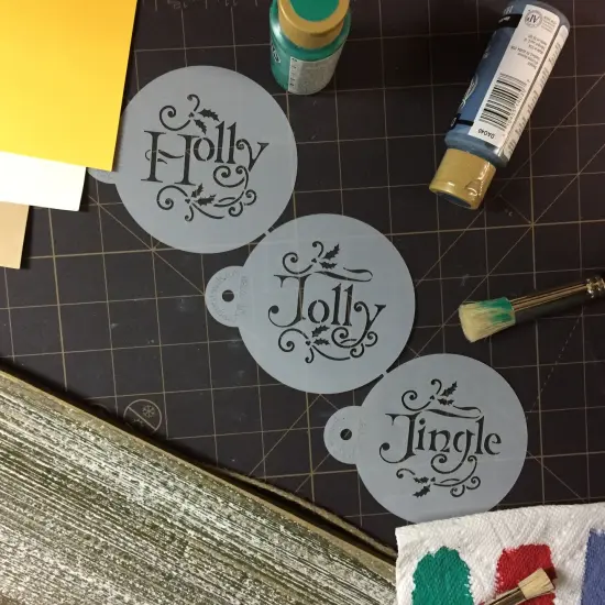 Holly, Jolly and Jingle Cookie Stencil Set | C978 by Designer Stencils | Cookie Decorating Tools | Baking Stencils for Royal Icing, Airbrush, Dusting Powder | Reusable Plastic Food Grade Stencil for Cookies | Easy to Use & Clean Cookie Stencil {5}
