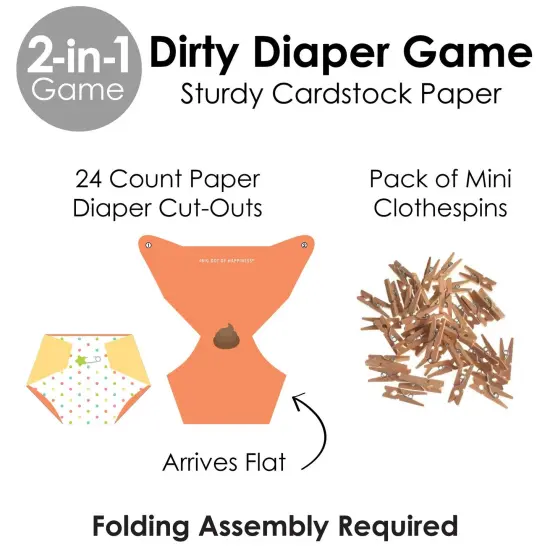 Big Dot of Happiness Baby Neutral - Baby Shower Conversation Starter - 2-in-1 Dirty Diaper Game - Set of 24 {6}
