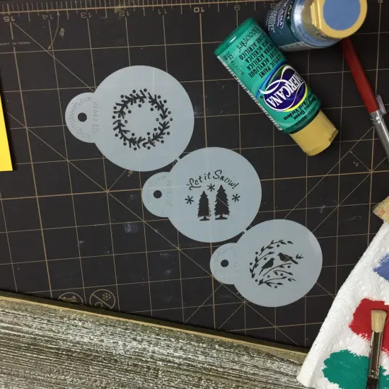 Mini Let it Snow Cookie & Cupcake Stencil: Wreath, Trees, Winter Lovebirds | C797 by Designer Stencils | Cookie Decorating Tools | Baking Stencils for Royal Icing, Airbrush, Dusting Powder | Reusable Food Grade Stencil | Easy to Use & Clean {4}