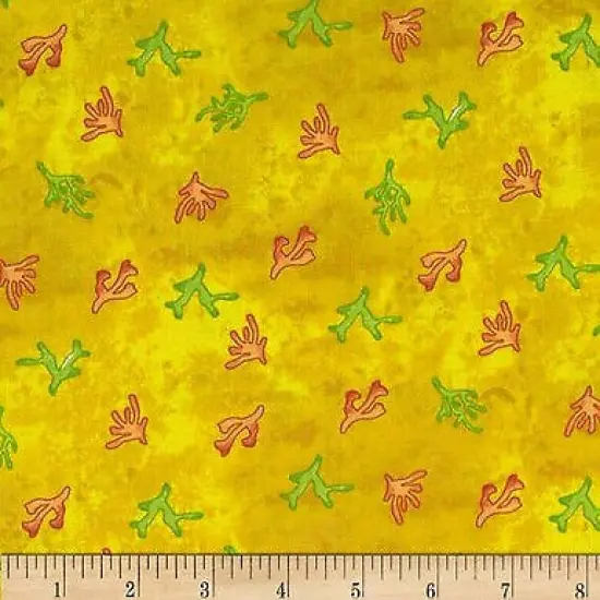 Sea Shanty Seaweed Yellow Cotton Fabric by Clothworks {1}
