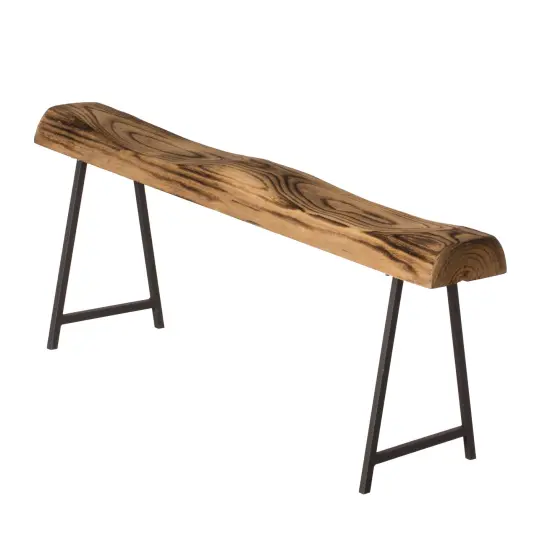 Rustic Carved Wood Natural Log Accent Bench for Entryway, Indoor and Outdoor {1}