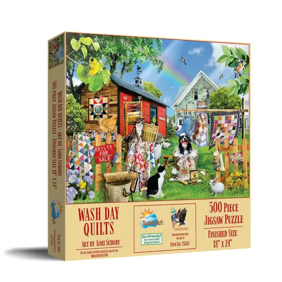 Sunsout Wash Day Quilts 500 pc Jigsaw Puzzle 35263 {3}