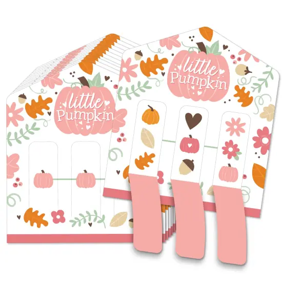 Big Dot of Happiness Girl Little Pumpkin - Fall Birthday Party or Baby Shower Game Pickle Cards - Pull Tabs 3-in-a-Row - Set of 12 {1}