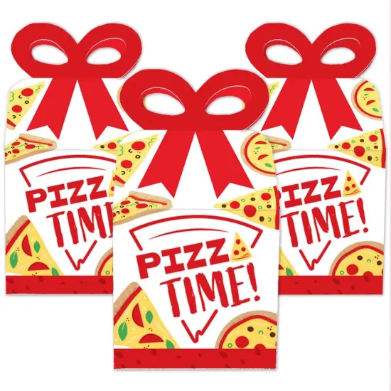 Big Dot of Happiness Pizza Party Time - Square Favor Gift Boxes - Baby Shower or Birthday Party Bow Boxes - Set of 12 {3}