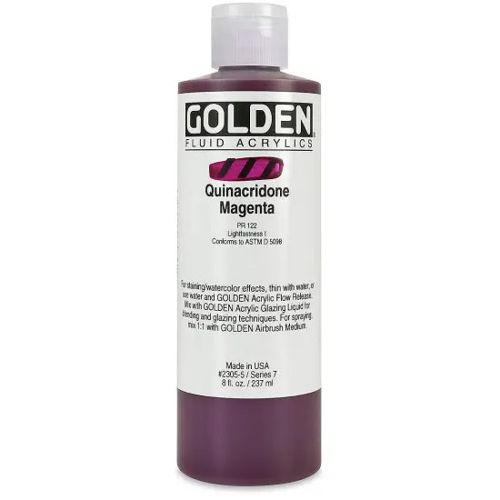 Golden Fluid Acrylics -Quinacridone Magenta, 8 oz bottle {2}