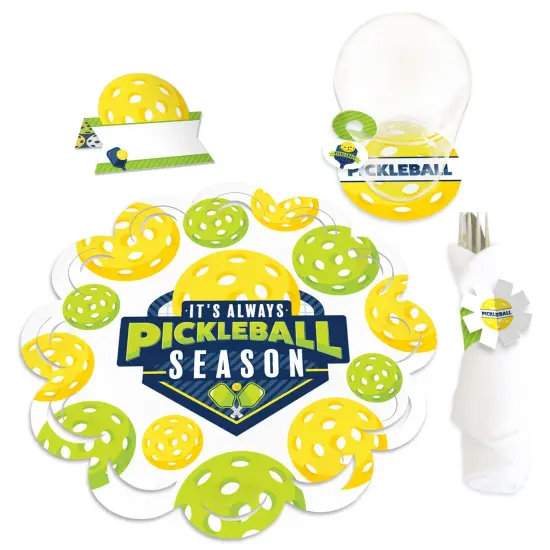 Big Dot of Happiness Let's Rally Pickleball Birthday or Retirement Party Paper Charger and Table Decorations Chargerific Kit Place Setting for 8 {1}