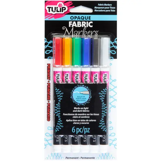 Tulip Opaque Fabric Markers 6/Pkg-Primary {1}