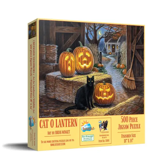 Sunsout Cat o Lantern 500 pc Halloween Jigsaw Puzzle 51101 {3}