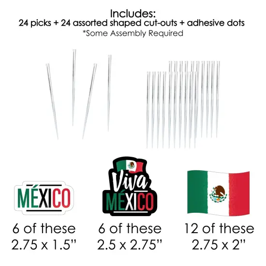 Big Dot of Happiness Viva Mexico - Dessert Cupcake Toppers - Mexican Independence Day Party Clear Treat Picks - Set of 24 {7}