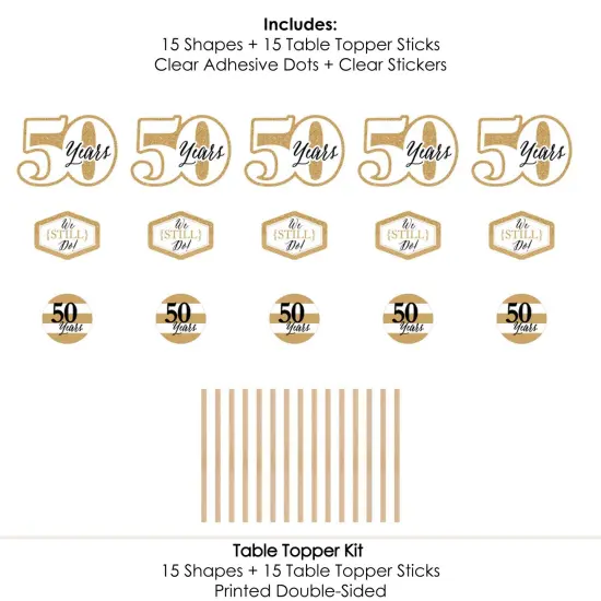 Big Dot of Happiness We Still Do - 50th Wedding Anniversary - Anniversary Party Centerpiece Sticks - Table Toppers - Set of 15 {7}