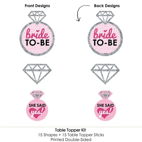 Big Dot of Happiness Bride-to-Be - Bridal Shower or Classy Bachelorette Party Centerpiece Sticks - Table Toppers - Set of 15 {6}
